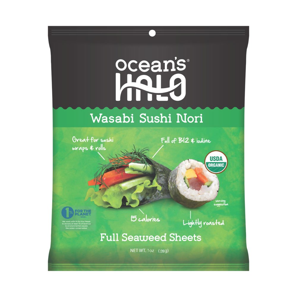 Organic Sushi Nori Sheets - Wasabi Style Ocean's Halo 28g