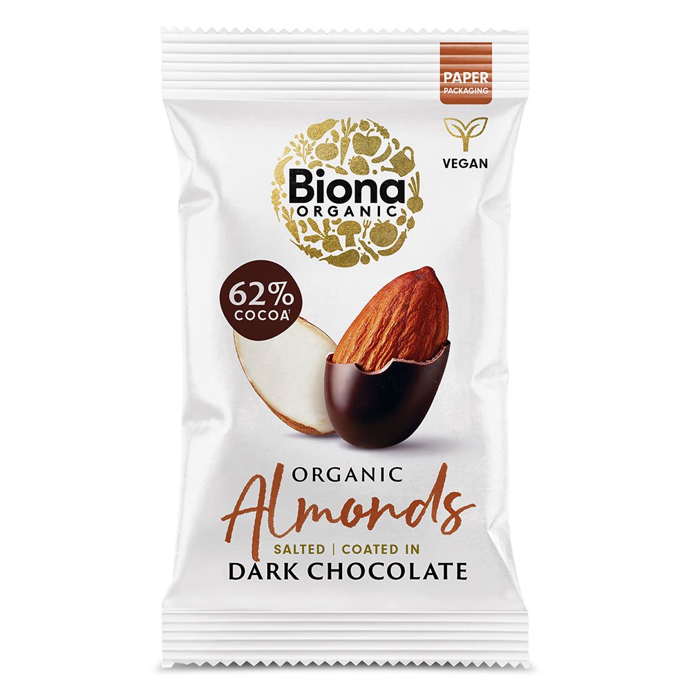 Organic Dark Chocolate Roasted Almonds Biona 30g