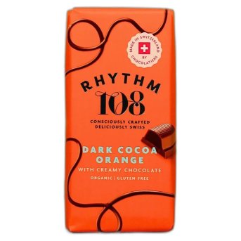 Organic Dark Cocoa Orange Filled M*lk Chocolate Tablet Rhythm 108 9x100g Organic Dark Cocoa Orange Filled M*lk Chocolate Tablet Rhythm 108 9x100g