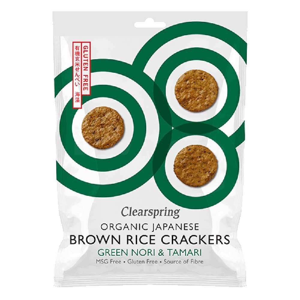 Organic Brown Rice Crackers Green Nori & Tamari Clearspring 