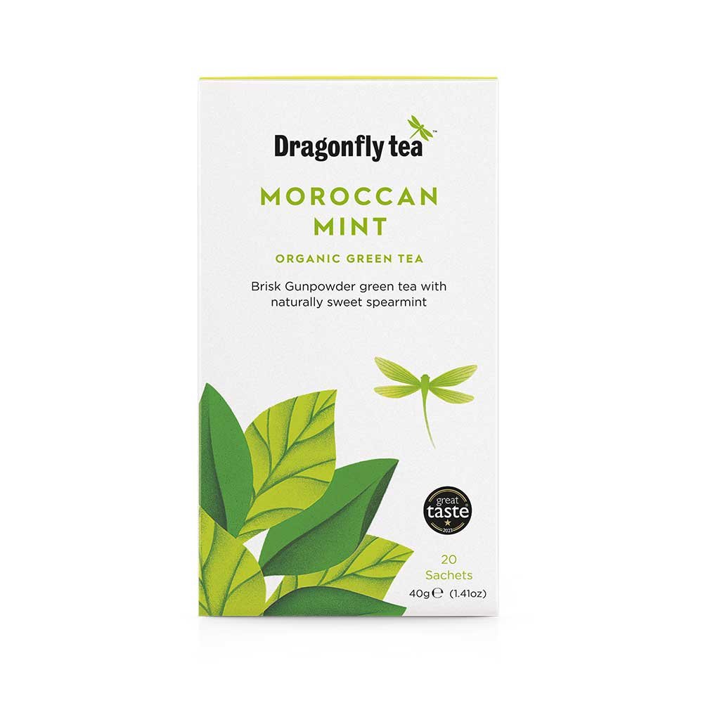 Organic Moroccan Mint Green Tea Bags Dragonfly Tea 20bgs Organic Moroccan Mint Green Tea Bags Dragonfly Tea 20bgs