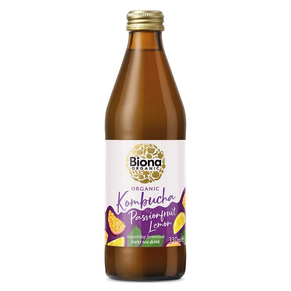 Organic Kombucha Passionfruit & Lemon Biona 6x330ml