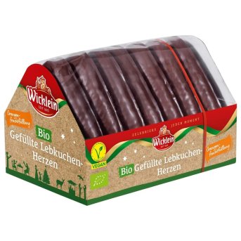 Organic Chocolate Covered Lebkuchen Hearts Wicklein 18x240g