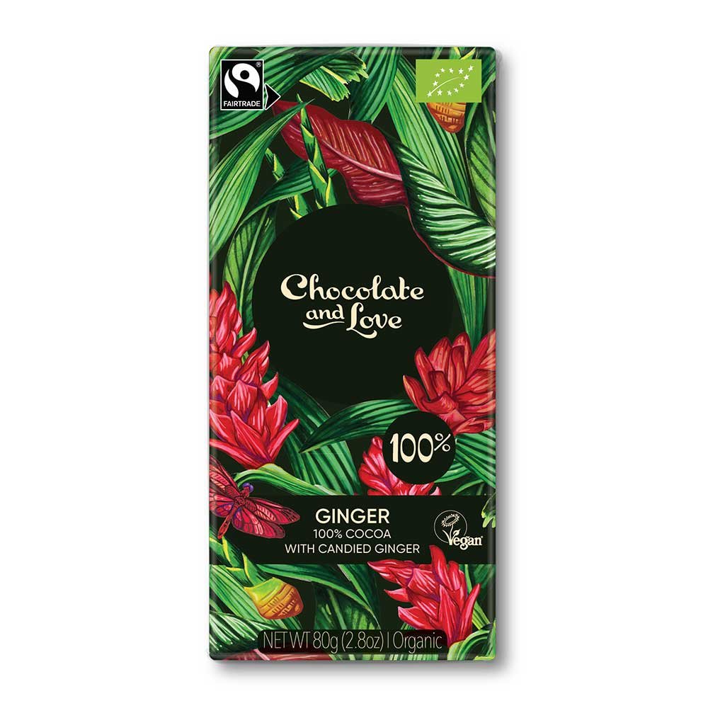 Organic Ginger - Extra Dark 100% Chocolate and Love 12x80g
