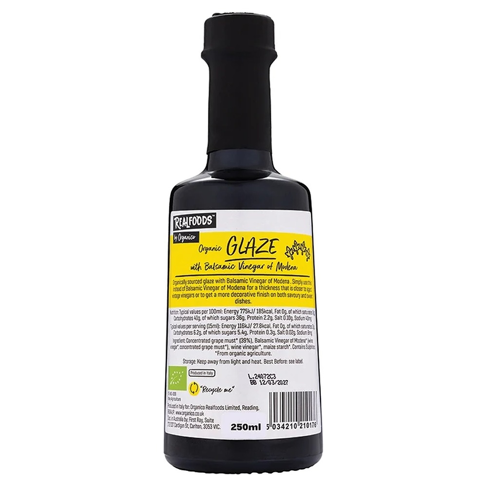 Organic Italian Balsamic Glaze Realfoods by Organico 6x250ml Organic Italian Balsamic Glaze Realfoods by Organico 6x250ml