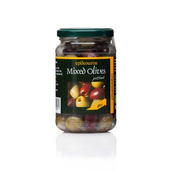 Organic Mixed Olives Pitted Epikouros 6x170g Organic Mixed Olives Pitted Epikouros 6x170g