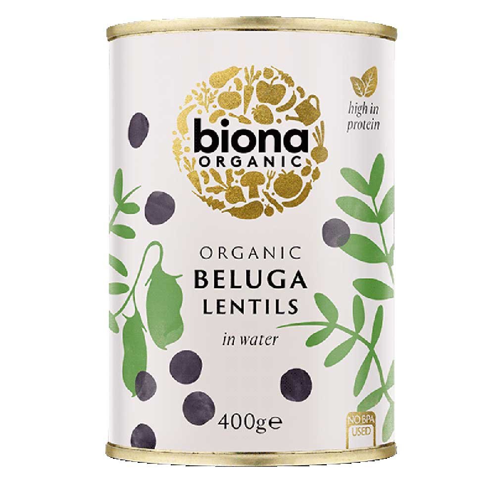 Organic Black Beluga Lentils in tins Biona 400g Organic Black Beluga Lentils in tins Biona 400g