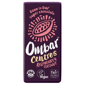 Organic Raspberry & Coconut Centres Chocolate - large Ombar Organic Raspberry & Coconut Centres Chocolate - large Ombar