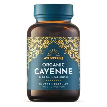 Organic Cayenne Pepper - 60 capsules Ayurvediq 1x1jar Organic Cayenne Pepper - 60 capsules Ayurvediq 1x1jar