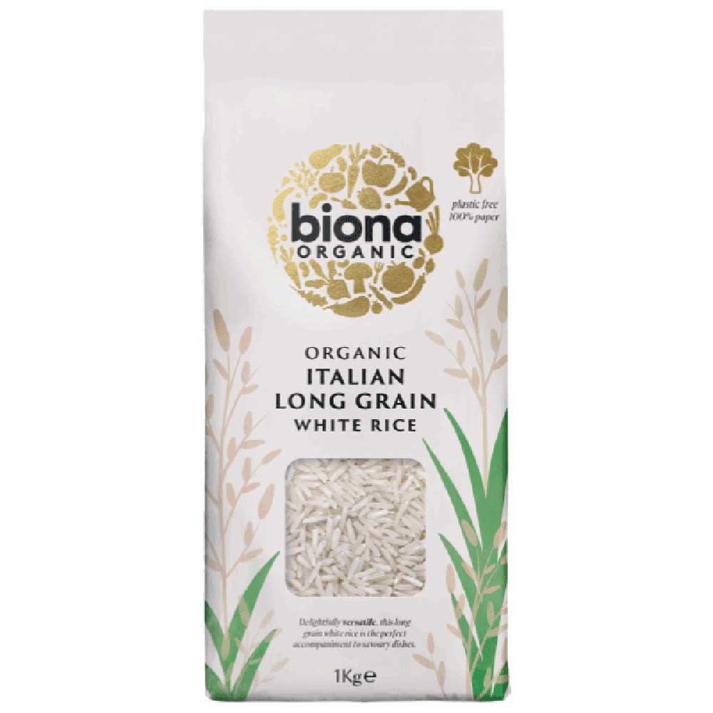Organic Italian Long Grain White Rice Biona 1kg Organic Italian Long Grain White Rice Biona 1kg