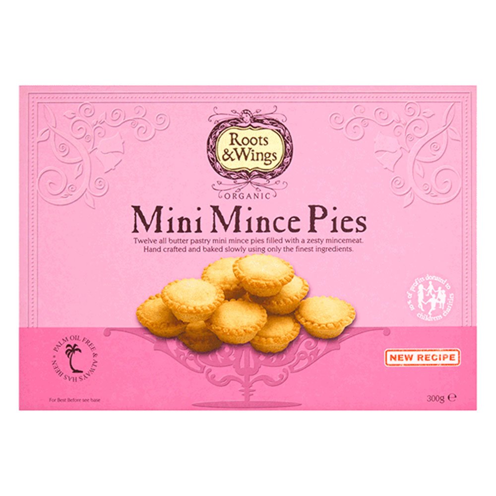 Organic Mini Mince Pies - 12 in a box Roots & Wings 6x300g
