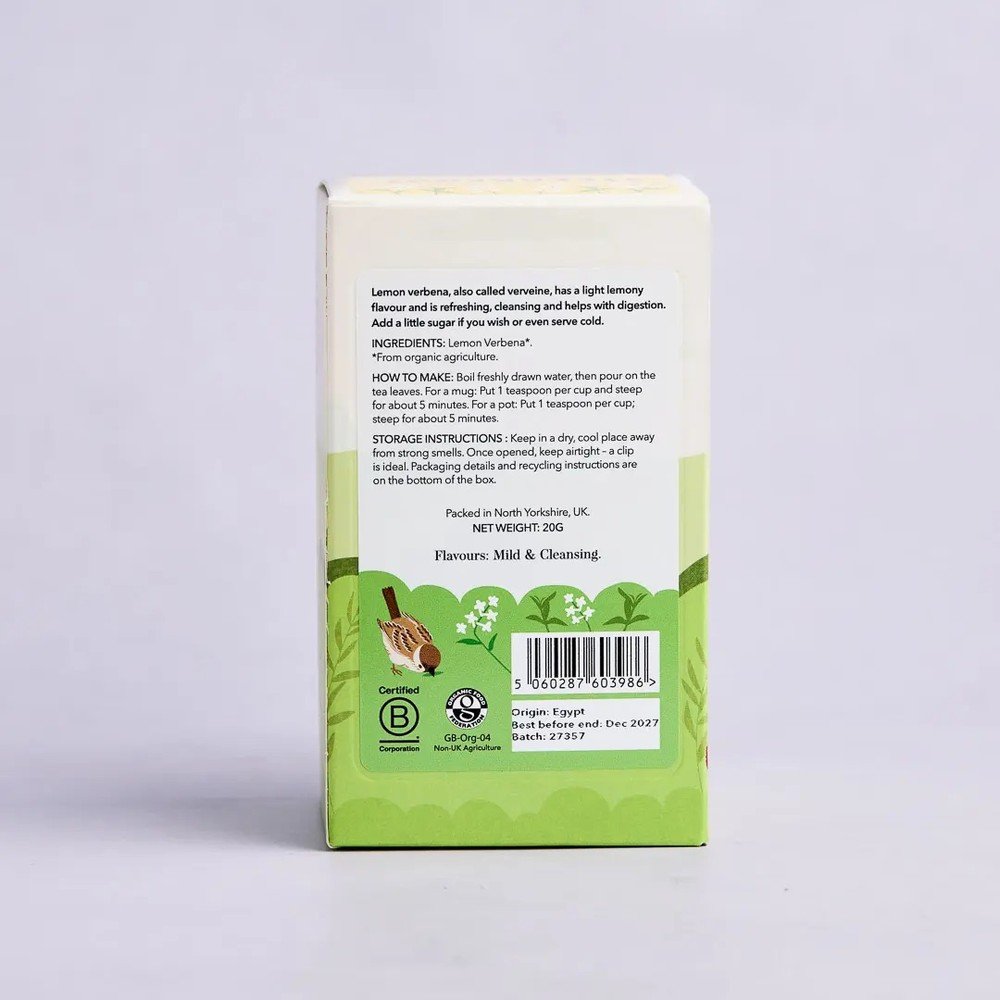 Organic Lemon Verbena Steenbergs 4x20g