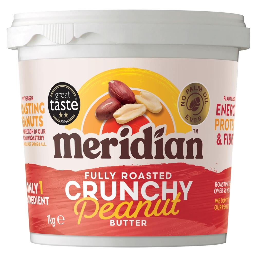 Bulk Peanut Butter Crunchy 100% - plastic Meridian 6x1kg Bulk Peanut Butter Crunchy 100% - plastic Meridian 6x1kg