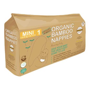 Organic 1 - Mini Bamboo Nappies (2-6kg) Beaming Baby 32pack