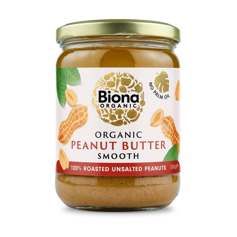 Organic Unsalted Peanut Butter Smooth - large jar Biona 6x500g Organic Unsalted Peanut Butter Smooth - large jar Biona 6x500g
