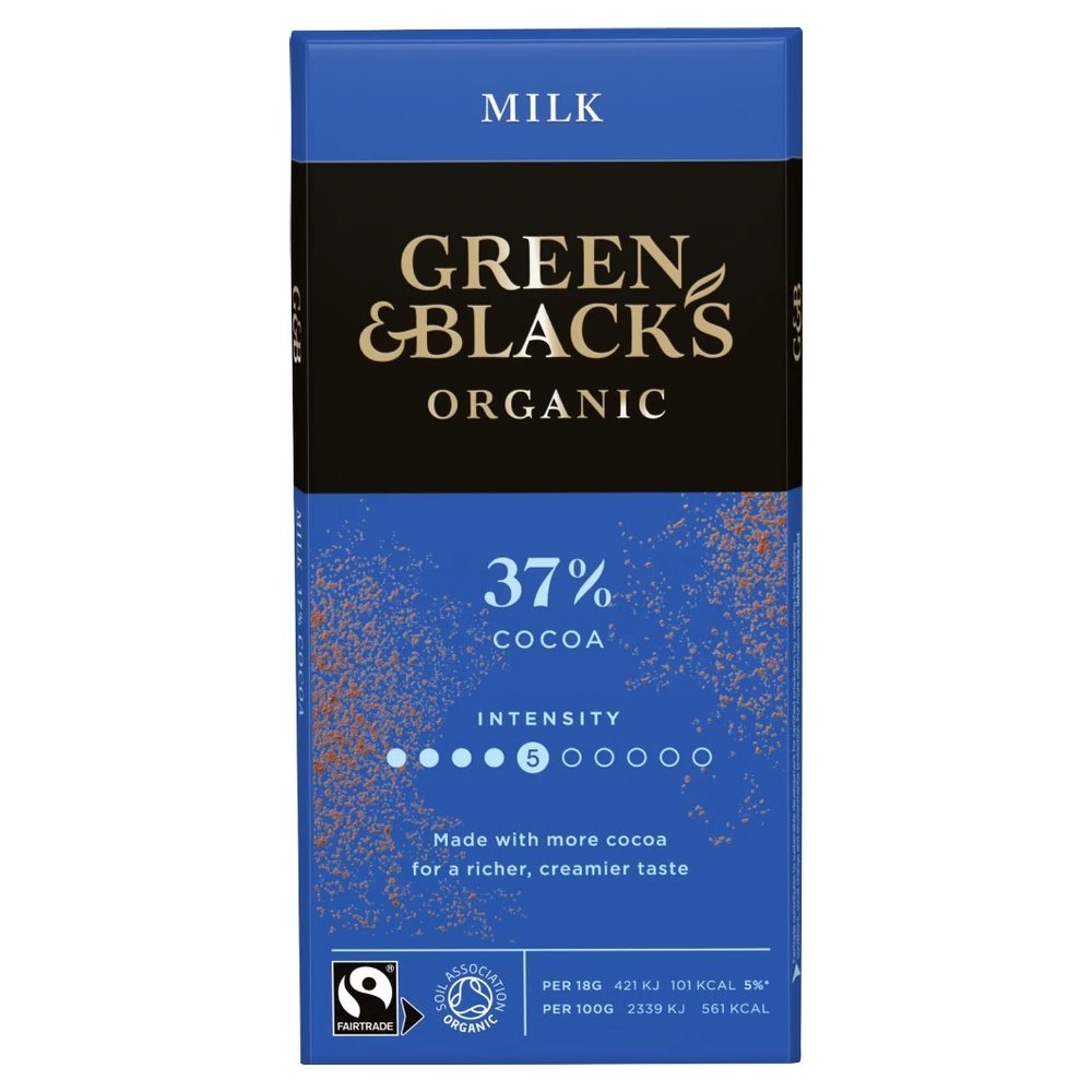 Organic Milk Chocolate Bar Green & Black 15x90g Organic Milk Chocolate Bar Green & Black 15x90g