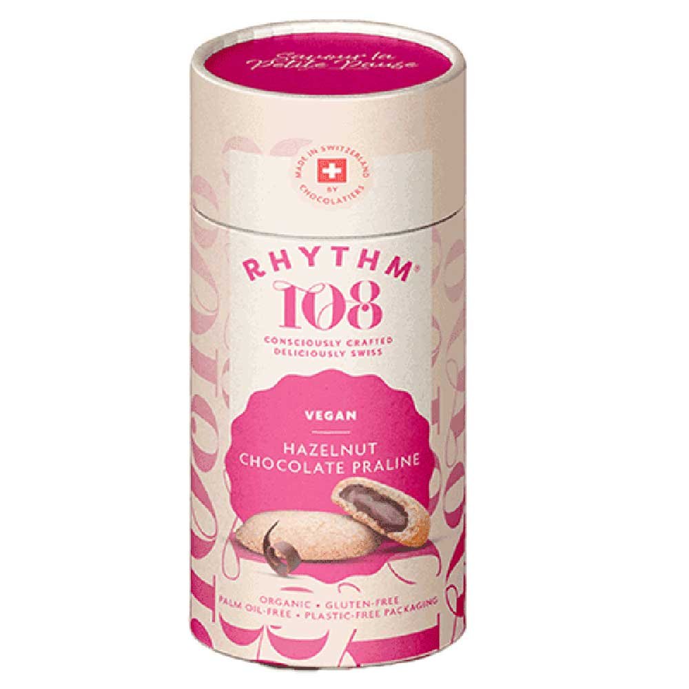 Organic Hazelnut Chocolate Praline Gift Tube Rhythm 108 195g