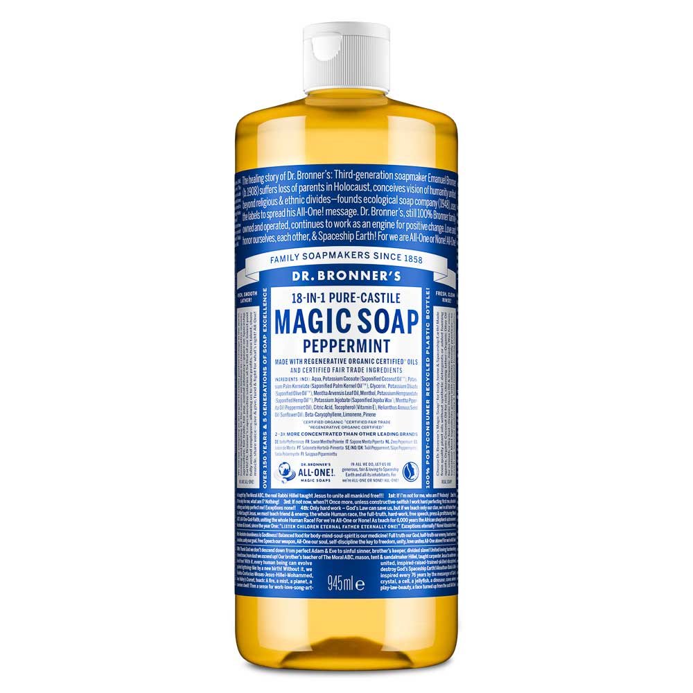 Organic Peppermint Liquid Soap - single Dr. Bronner 1x946ml Organic Peppermint Liquid Soap - single Dr. Bronner 1x946ml