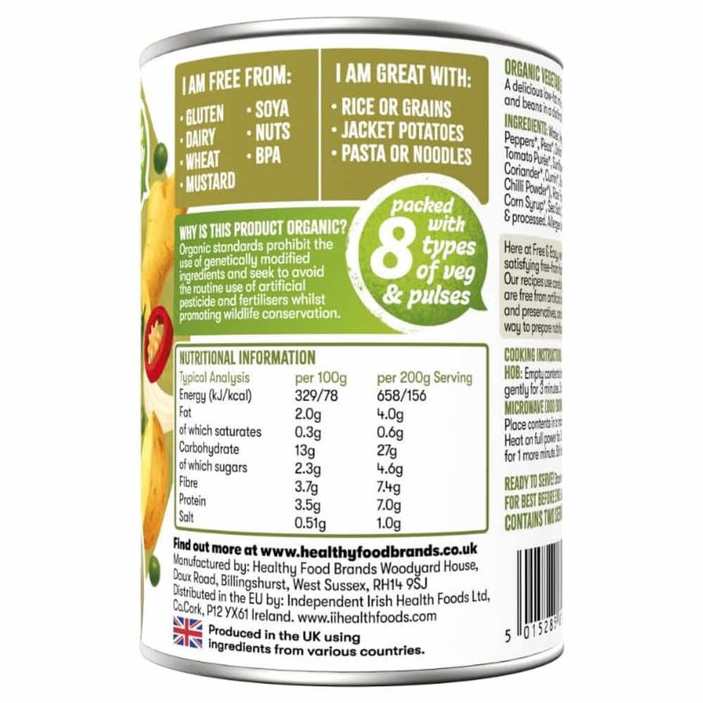 Organic Vegetable Balti Free & Easy 6x400g Organic Vegetable Balti Free & Easy 6x400g