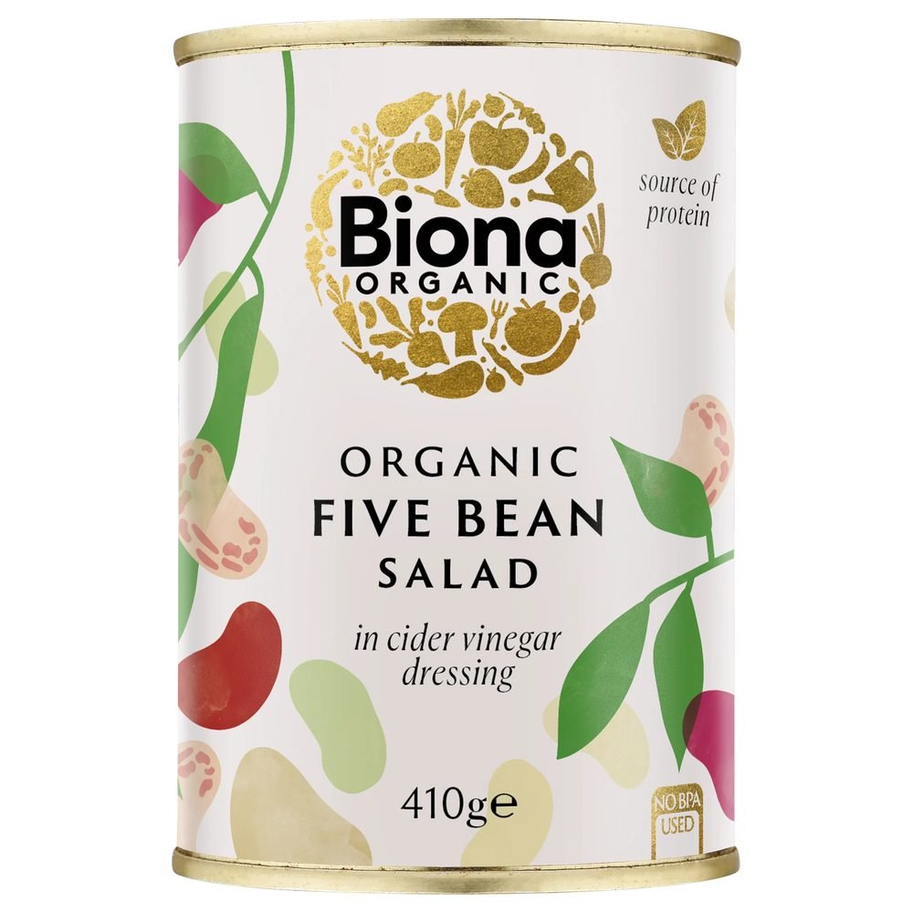 Organic Five Bean Salad - in a vinaigrette - BPA-free can Biona 6x410g Organic Five Bean Salad - in a vinaigrette - BPA-free can Biona 6x410g