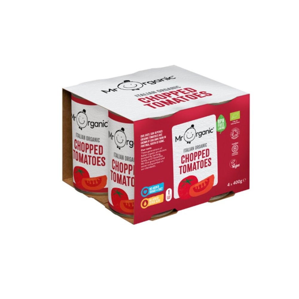Organic Chopped Tomatoes -4 Pack Mr Organic 4x400g Organic Chopped Tomatoes -4 Pack Mr Organic 4x400g