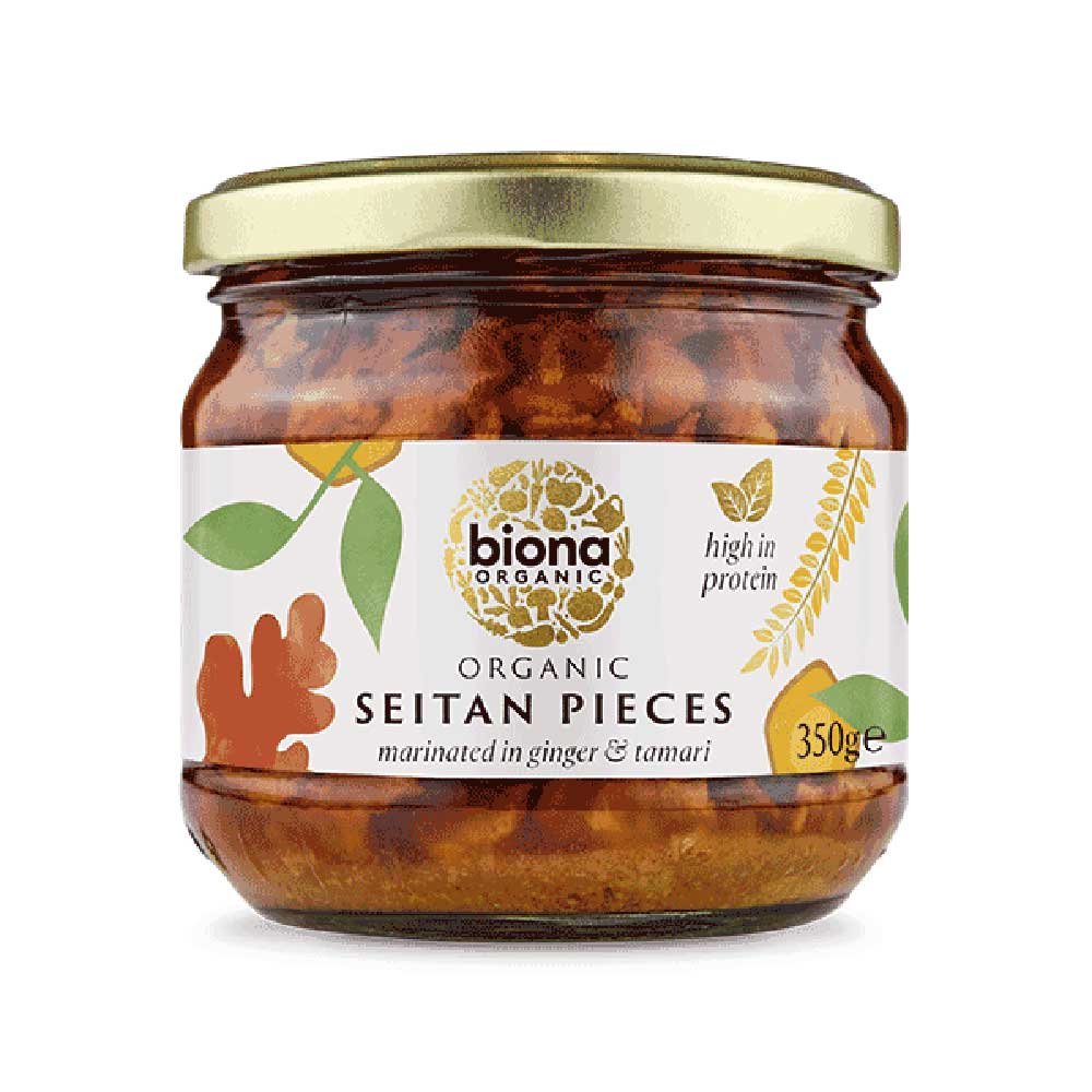 Organic Seitan Pieces in ginger & soya Sauce Biona 350g