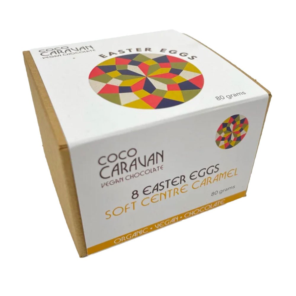 Organic Caramel filled eggs 8 in a box Coco Caravan 8x10g Organic Caramel filled eggs 8 in a box Coco Caravan 8x10g