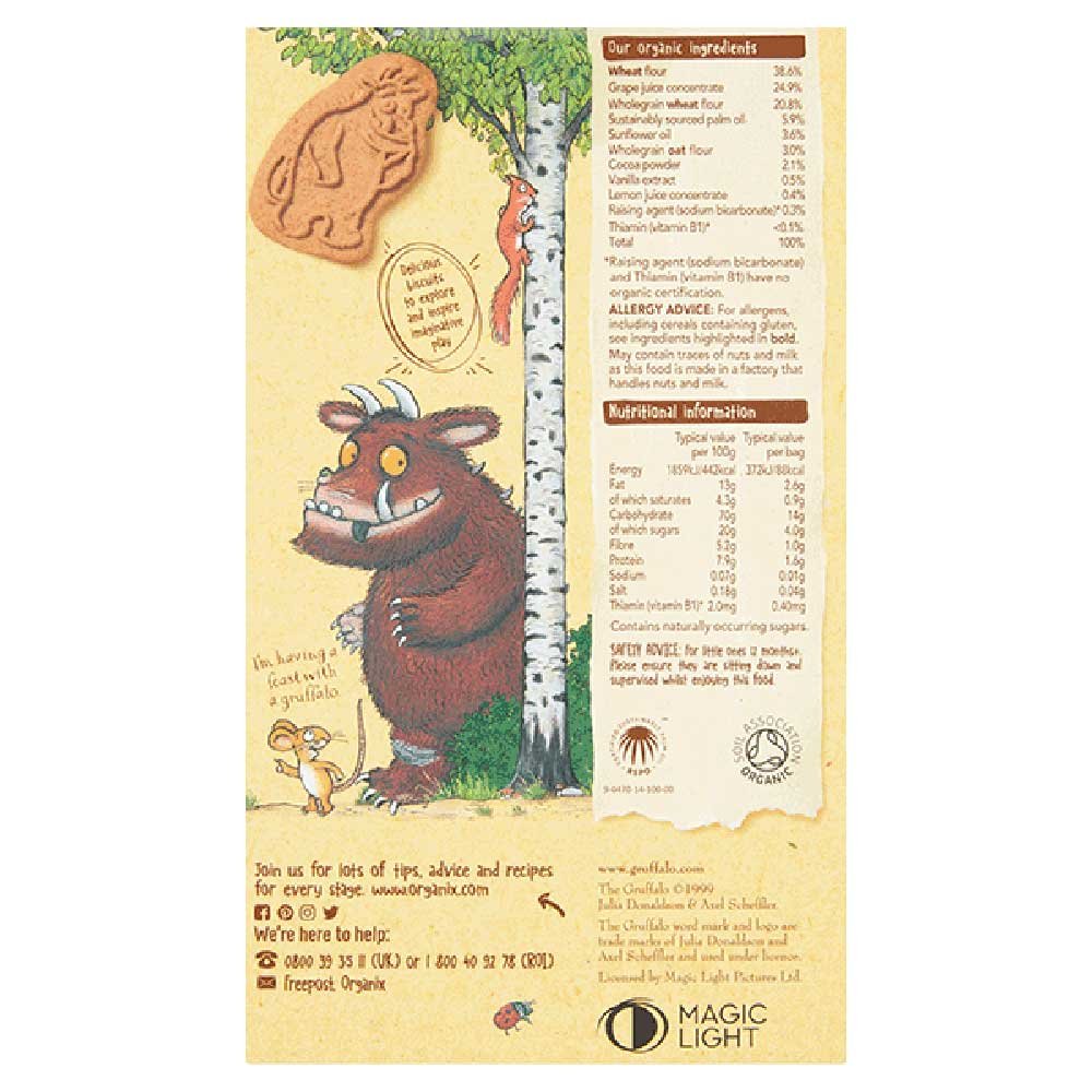 Organic Cocoa & Vanilla Gruffalo Biscuits Organix 5x20g Organic Cocoa & Vanilla Gruffalo Biscuits Organix 5x20g