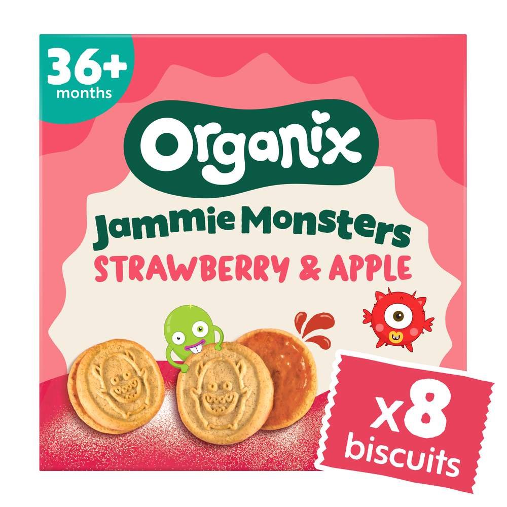 Organic Jammie Monsters - strawberry & apple biscuits Organix 4x64g