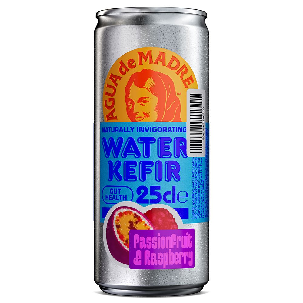 Passion Fruit & Raspberry Water Kefir Agua de Madre 250ml Passion Fruit & Raspberry Water Kefir Agua de Madre 250ml