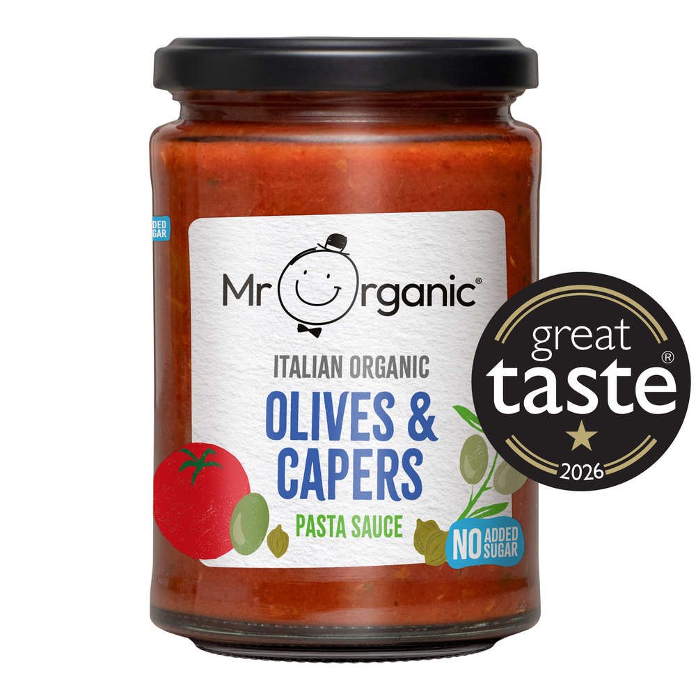Organic Capers & Olives Pasta Sauce - no added sugar Mr Organic 6x350g Organic Capers & Olives Pasta Sauce - no added sugar Mr Organic 6x350g