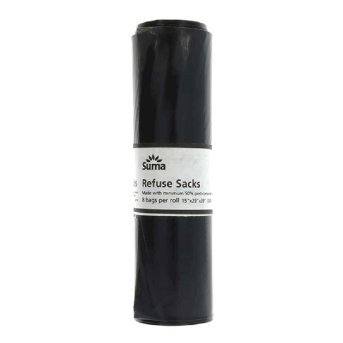 Black Bin Liners - 50% recycled Suma 12x8bgs Black Bin Liners - 50% recycled Suma 12x8bgs