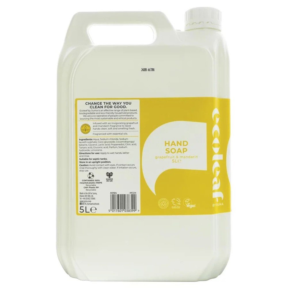 Liquid Hand Soap - Grapefruit & Mandarin Ecoleaf 1x5l Liquid Hand Soap - Grapefruit & Mandarin Ecoleaf 1x5l