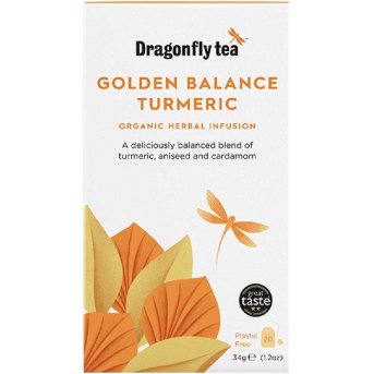 Organic Golden Balance Turmeric Bags Dragonfly Tea 20bgs