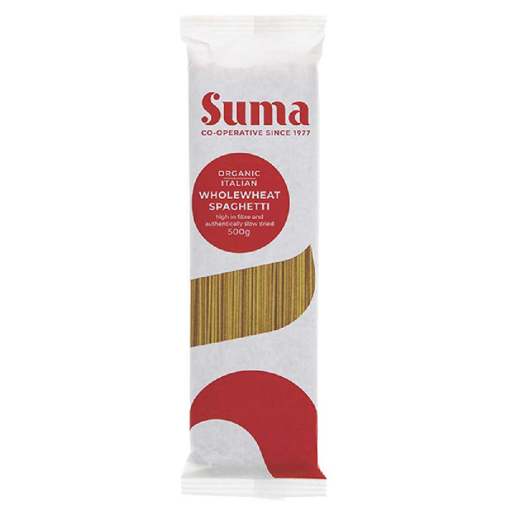 Organic Wholewheat Spaghetti - in paper Suma 500g Organic Wholewheat Spaghetti - in paper Suma 500g