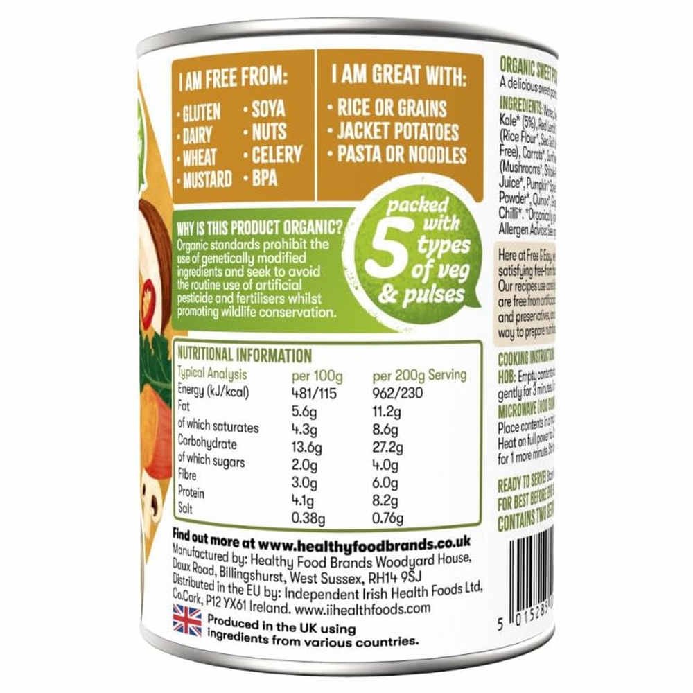 Organic Sweet Potato Coconut & Kale Curry Free & Easy 6x400g