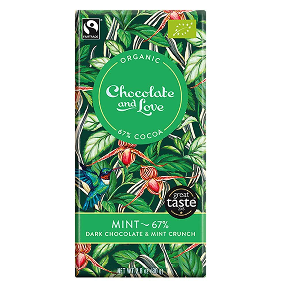 Organic Mint - Dark Chocolate 67% Chocolate and Love 80g Organic Mint - Dark Chocolate 67% Chocolate and Love 80g
