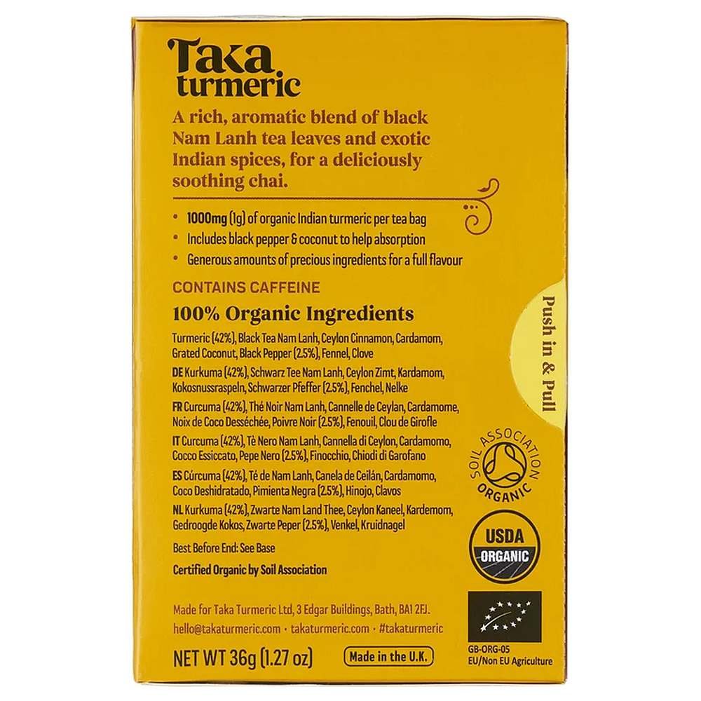 Organic Masala Chai Turmeric Tea Bags Taka Turmeric 4x15bags Organic Masala Chai Turmeric Tea Bags Taka Turmeric 4x15bags