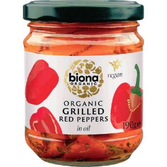 Organic Grilled Red Pepper - in oil Biona 190g