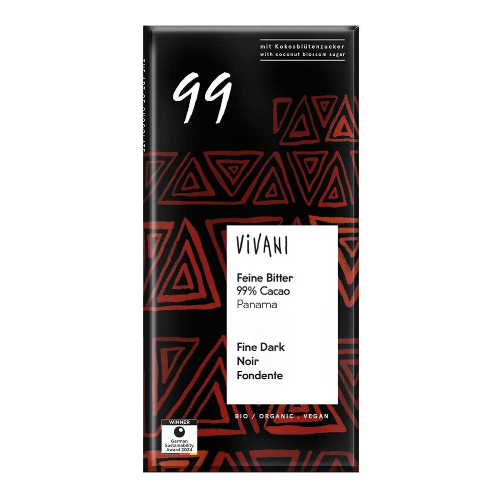 Organic Fine Dark 99% Chocolate Vivani 80g