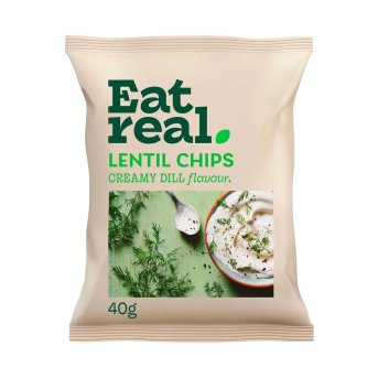 Creamy Dill Lentil Chips Eat Real 18x40g Creamy Dill Lentil Chips Eat Real 18x40g