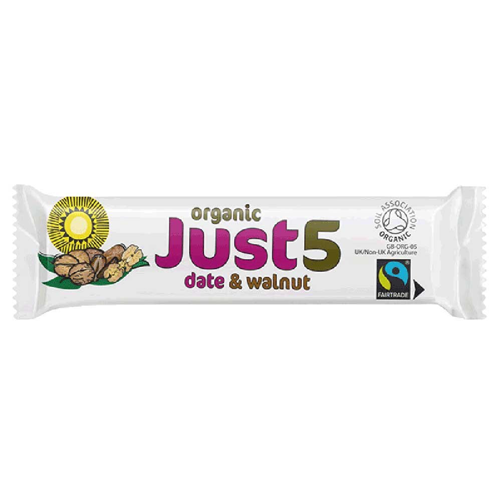 Organic Date & Walnut Just 5 Bar Tropical Wholefoods 40g Organic Date & Walnut Just 5 Bar Tropical Wholefoods 40g