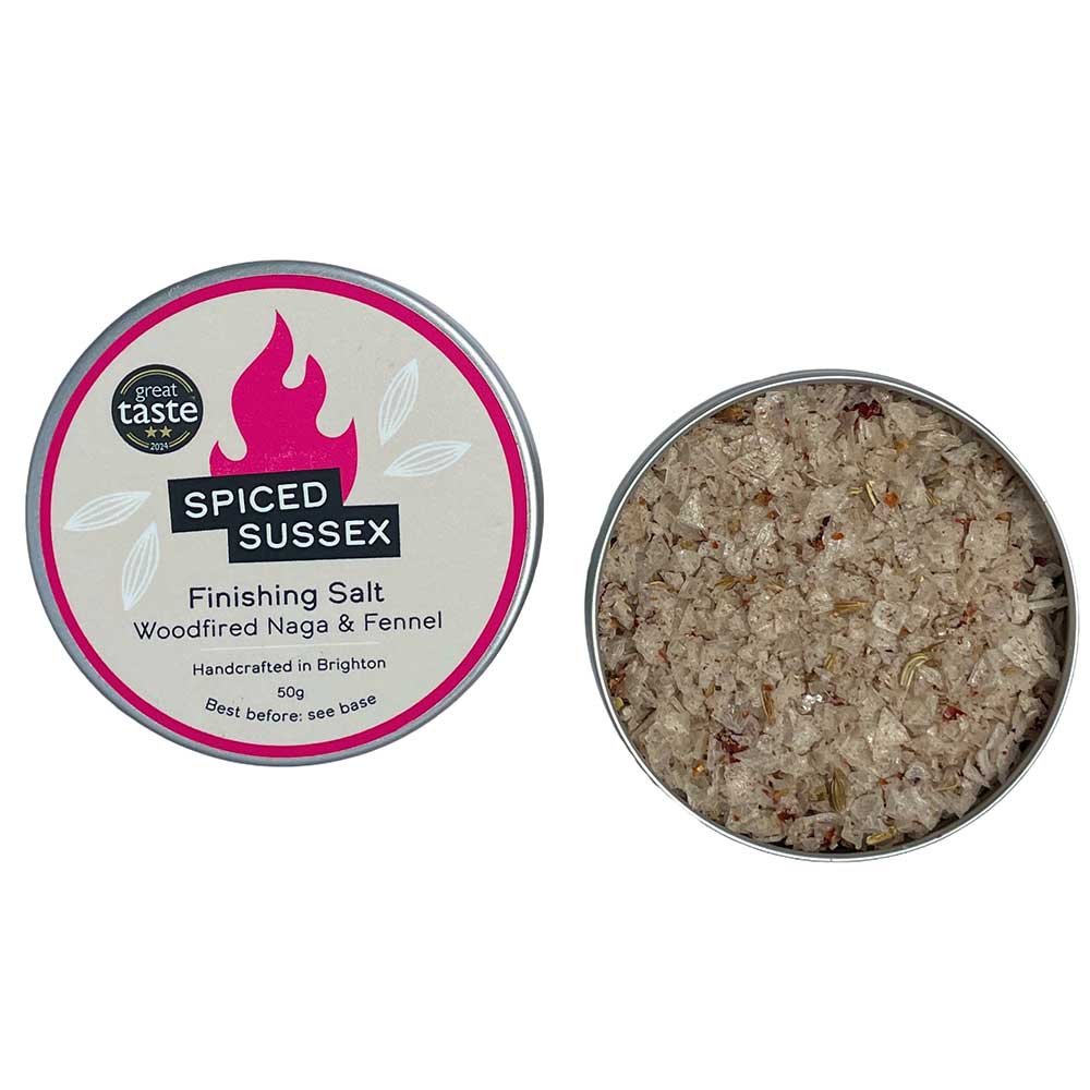 Finishing Salt - woodfired Naga & Fennel Spiced Sussex 6x50g Finishing Salt - woodfired Naga & Fennel Spiced Sussex 6x50g