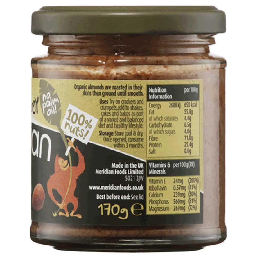 Organic Smooth Almond Butter 100% Meridian 170g Organic Smooth Almond Butter 100% Meridian 170g