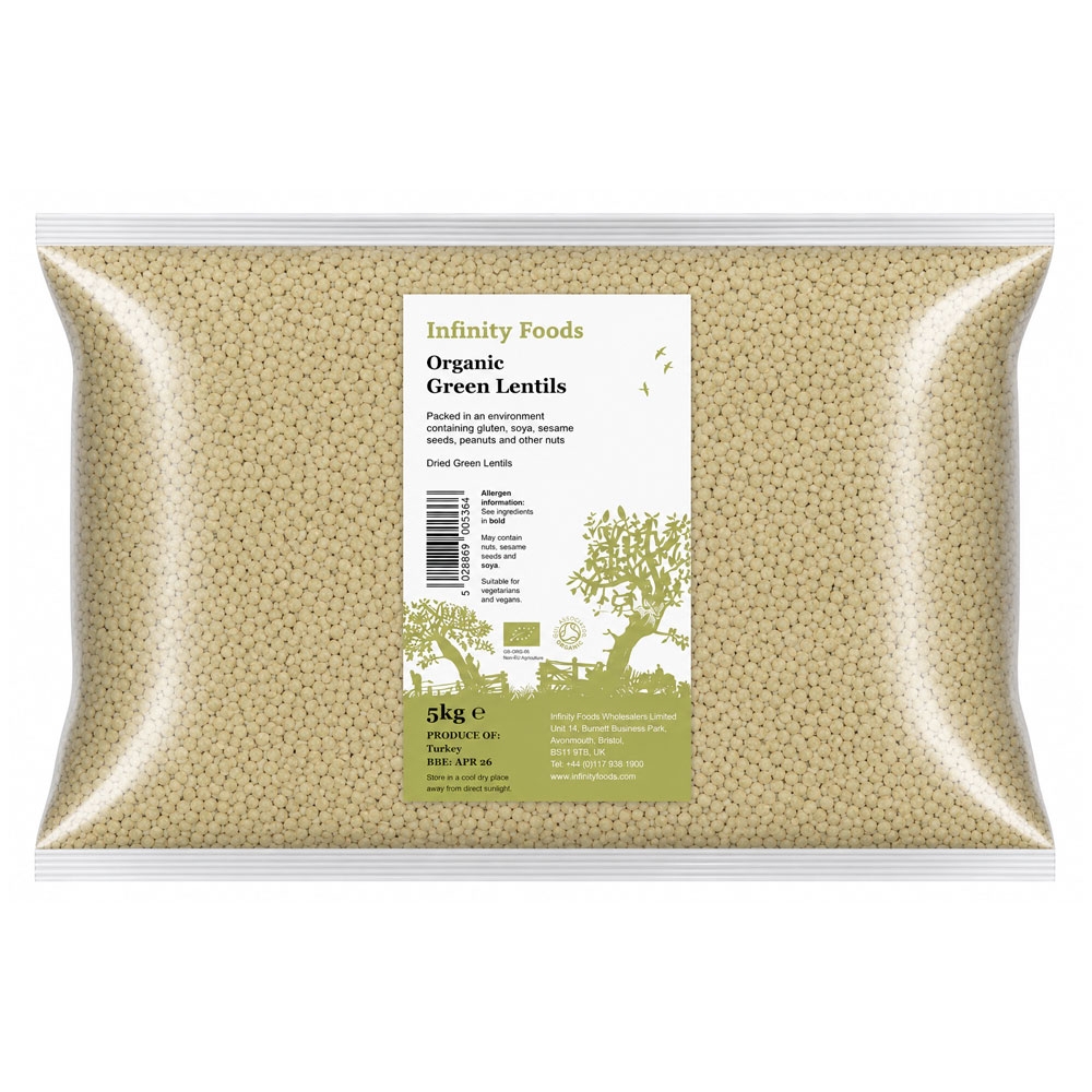 Organic Green Lentils Infinity Foods 5kg