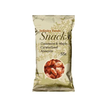 Cinnamon & Maple Caramelised Almonds Infinity Foods 55g Cinnamon & Maple Caramelised Almonds Infinity Foods 55g
