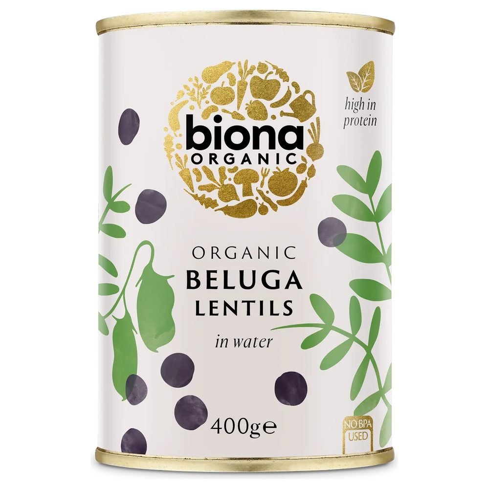 Organic Black Beluga Lentils in tins Biona 6x400g Organic Black Beluga Lentils in tins Biona 6x400g