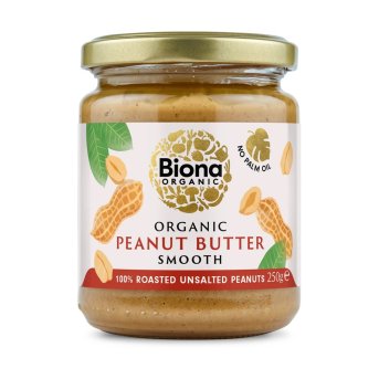 Organic Unsalted Peanut Butter Smooth - small jar Biona 6x250g Organic Unsalted Peanut Butter Smooth - small jar Biona 6x250g