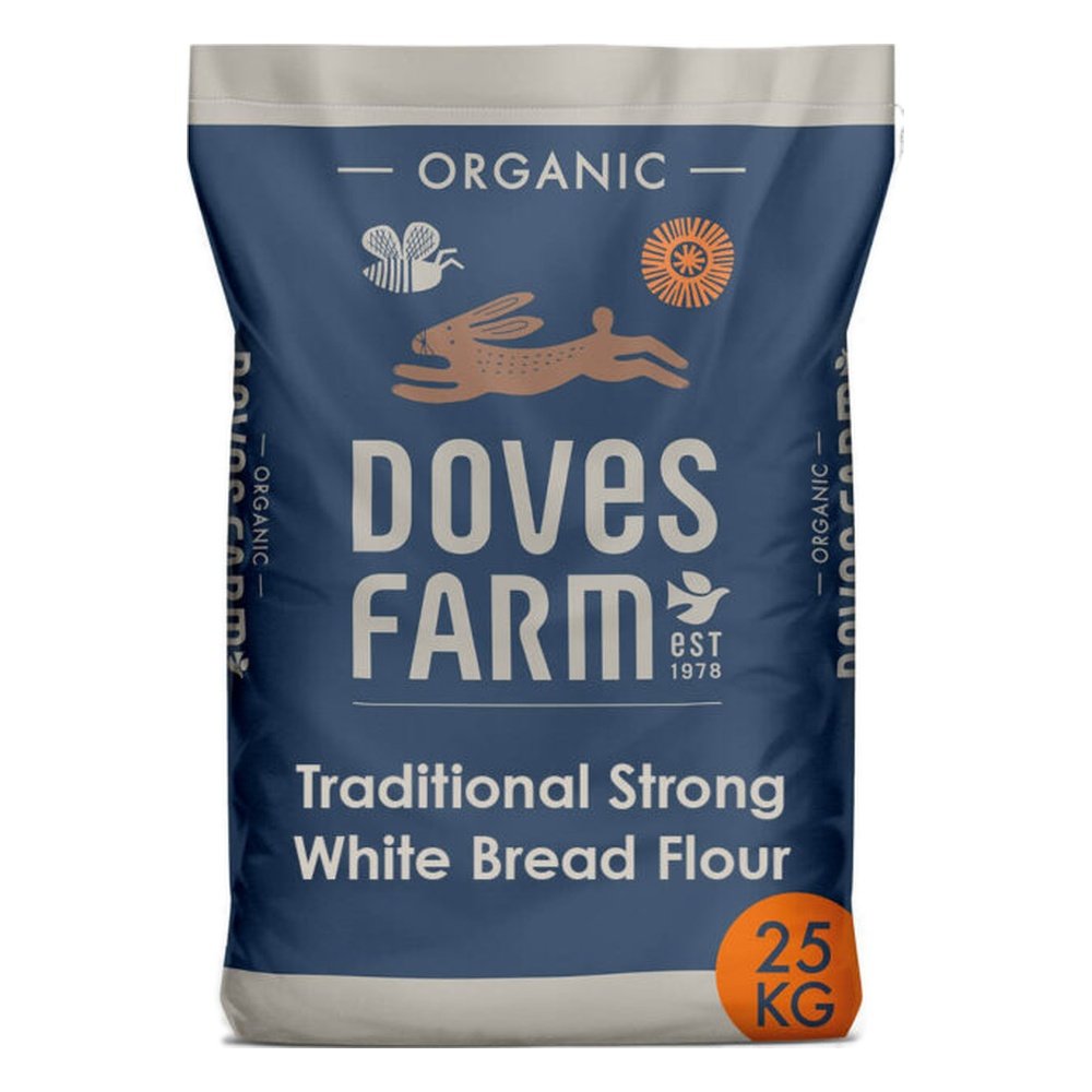 Organic Traditional Strong White Bread Flour Doves Farm 25kg