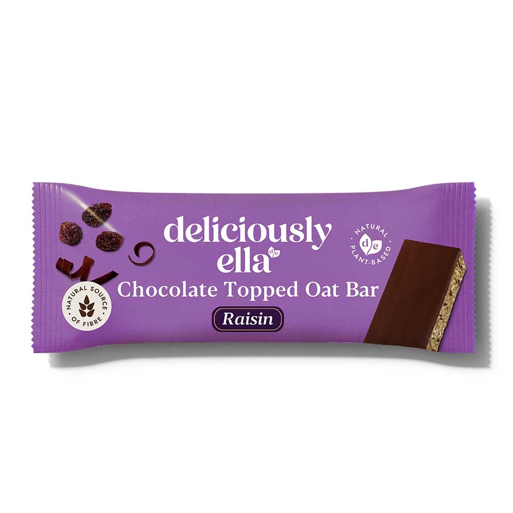 Raisin Chocolate Topped Oat Bar Deliciously Ella 12x50g Raisin Chocolate Topped Oat Bar Deliciously Ella 12x50g
